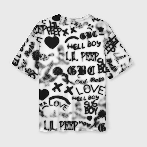 Женская футболка оверсайз Lil peep автограф / 3D-принт – фото 2