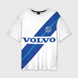 Женская футболка оверсайз Volvo - white and blue