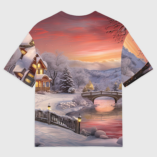 Женская футболка оверсайз Морозная сказка праздника / 3D-принт – фото 2