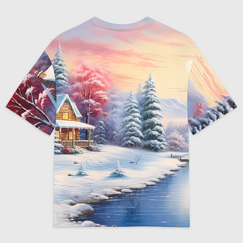 Женская футболка оверсайз Сказочная метель подарков / 3D-принт – фото 2