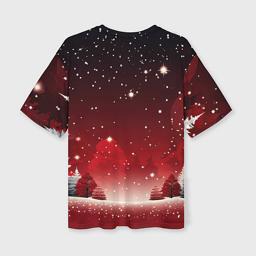 Женская футболка оверсайз Зимний берег реки с деревьями и льдом / 3D-принт – фото 2