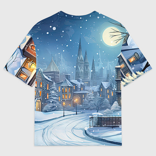 Женская футболка оверсайз Дракон зимний праздник / 3D-принт – фото 2