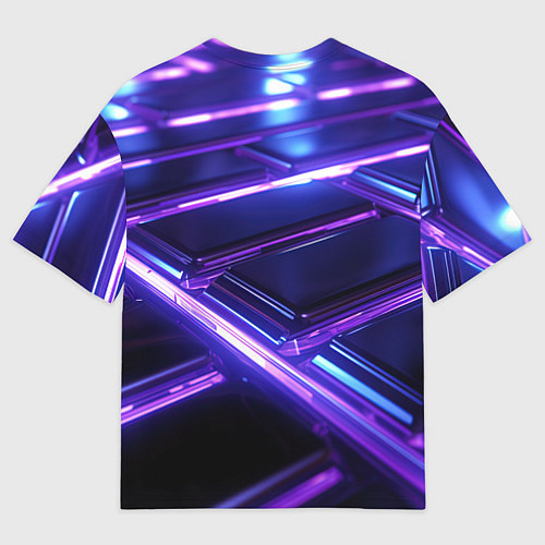 Женская футболка оверсайз Фиолетовые неоновые плиты / 3D-принт – фото 2