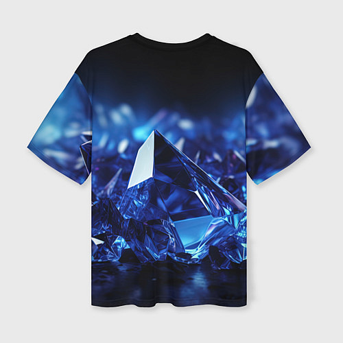 Женская футболка оверсайз Синие прозрачные алмазы / 3D-принт – фото 2