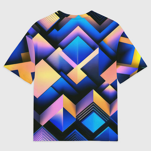 Женская футболка оверсайз Неоновые абстрактные горы / 3D-принт – фото 2