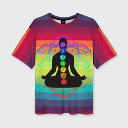 Женская футболка оверсайз Символ кундалини йоги - чакры исцеления