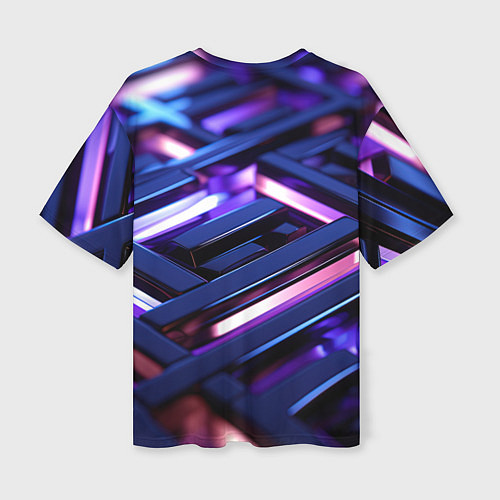 Женская футболка оверсайз Фиолетовые неоновые конструкции / 3D-принт – фото 2