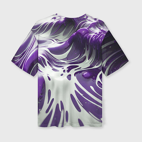 Женская футболка оверсайз Бело-фиолетовая краска / 3D-принт – фото 2