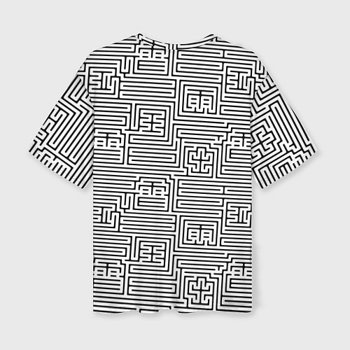 Женская футболка оверсайз Лабиринт с иероглифами на белом / 3D-принт – фото 2