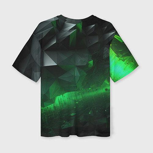 Женская футболка оверсайз Асимметрия зеленого узора / 3D-принт – фото 2