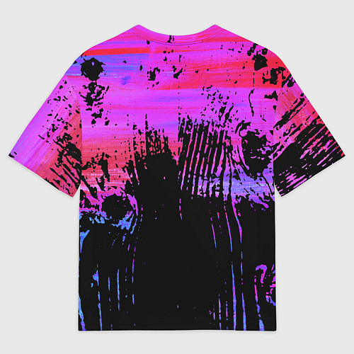 Женская футболка оверсайз Розово синий сочный гранж / 3D-принт – фото 2