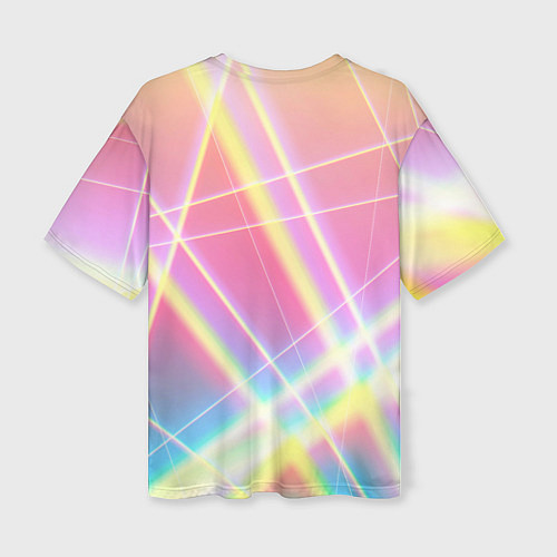 Женская футболка оверсайз Хаотичные неоновые линии / 3D-принт – фото 2