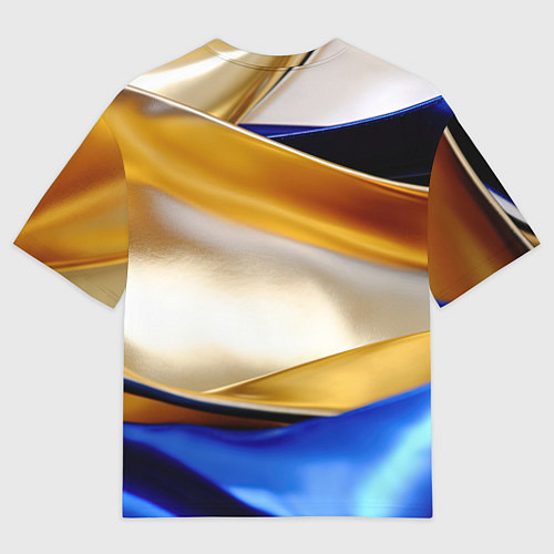 Женская футболка оверсайз Белая желтая синяя абстракция / 3D-принт – фото 2