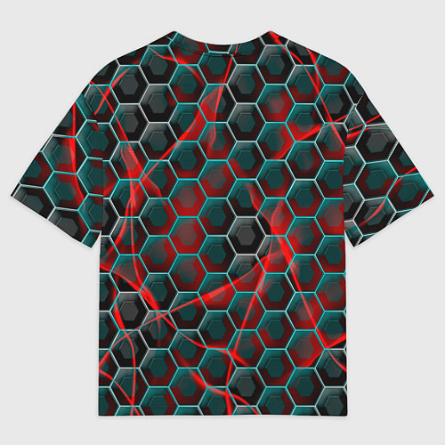 Женская футболка оверсайз Нано шестиугольник / 3D-принт – фото 2