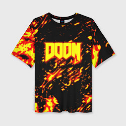 Женская футболка оверсайз Doom огненный стиль ад марса