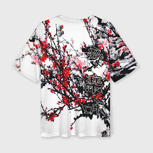 Женская футболка оверсайз Японский стиль иероглифы / 3D-принт – фото 2