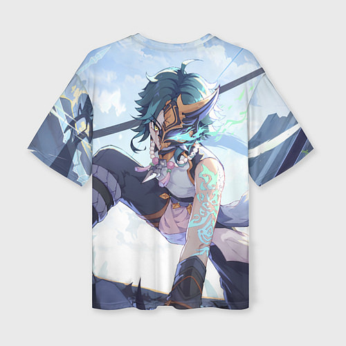 Женская футболка оверсайз Genshin Impact Сяо Xiao Mask / 3D-принт – фото 2