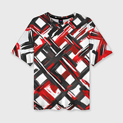Футболка оверсайз женская Красные и чёрные мазки, цвет: 3D-принт