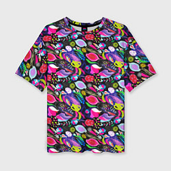Женская футболка оверсайз Разноцветный листопад
