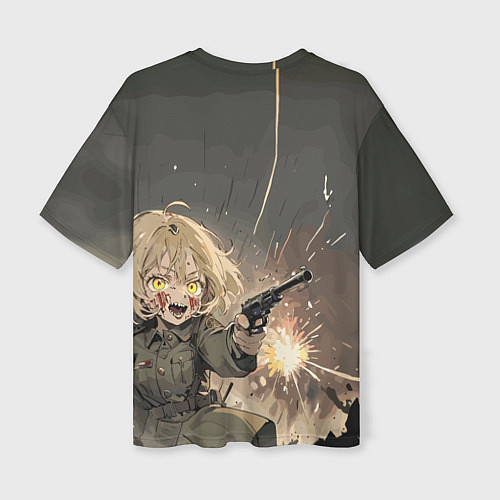 Женская футболка оверсайз Девушка с пистолетом / 3D-принт – фото 2