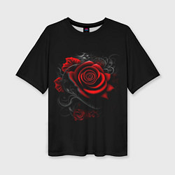 Футболка оверсайз женская Алая роза, цвет: 3D-принт