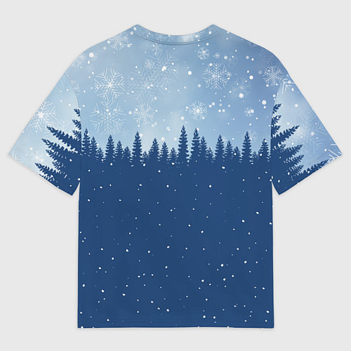 Женская футболка оверсайз Дракон в зимнем лесу / 3D-принт – фото 2