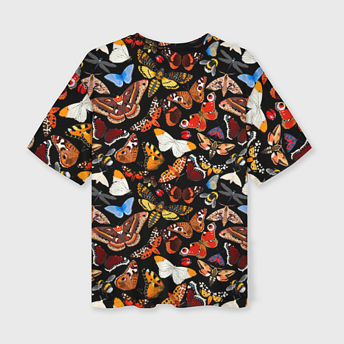 Женская футболка оверсайз Разноцветные тропические бабочки / 3D-принт – фото 2