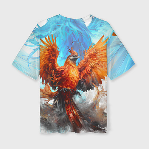 Женская футболка оверсайз Птица феникс в огне / 3D-принт – фото 2