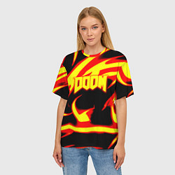 Футболка оверсайз женская Doom eternal fire storm, цвет: 3D-принт — фото 2
