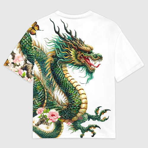 Женская футболка оверсайз Японский дракон - ирезуми искусство / 3D-принт – фото 2