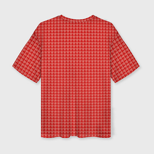 Женская футболка оверсайз Мелкие снежинки паттерн красный / 3D-принт – фото 2