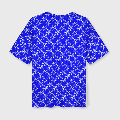 Женская футболка оверсайз Паттерн снежинки синий / 3D-принт – фото 2