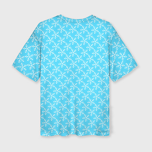 Женская футболка оверсайз Паттерн снежинки голубой / 3D-принт – фото 2