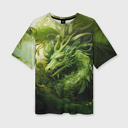 Женская футболка оверсайз Зеленый травяной дракон