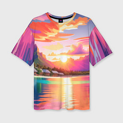 Женская футболка оверсайз Закат на острове Бора Бора