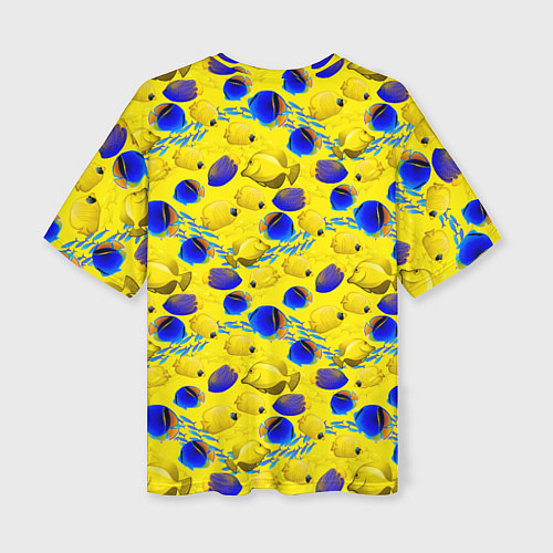 Женская футболка оверсайз Разноцветные тропические рыбы / 3D-принт – фото 2