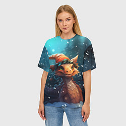 Футболка оверсайз женская Дракон под снегом, цвет: 3D-принт — фото 2
