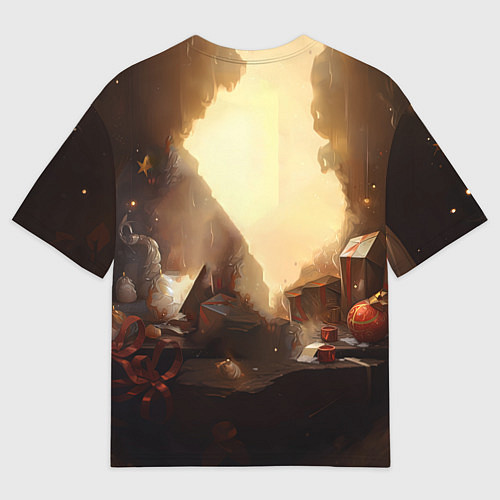 Женская футболка оверсайз Дракоша в огоньках 2024 / 3D-принт – фото 2