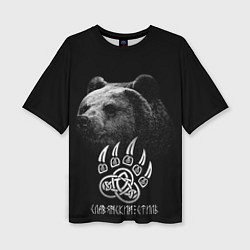 Женская футболка оверсайз Медведь - славянский стиль