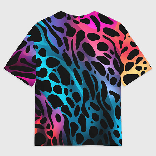 Женская футболка оверсайз Черные пятна на разноцветном фоне / 3D-принт – фото 2