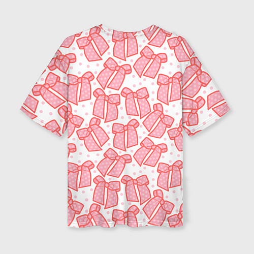 Женская футболка оверсайз Узор с розовыми бантами в горошек / 3D-принт – фото 2