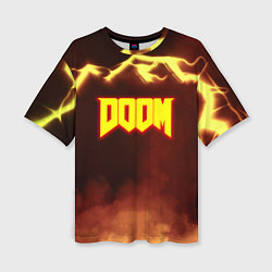 Женская футболка оверсайз Doom storm огненное лого