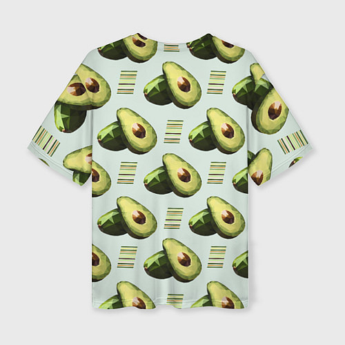 Женская футболка оверсайз Авокадо и полосы / 3D-принт – фото 2