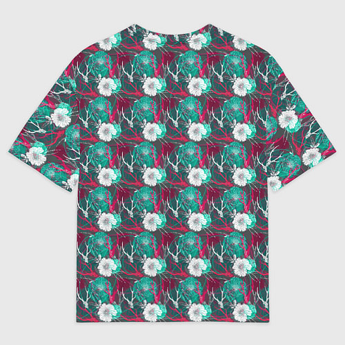 Женская футболка оверсайз Черепа с цветочным орнаментом / 3D-принт – фото 2