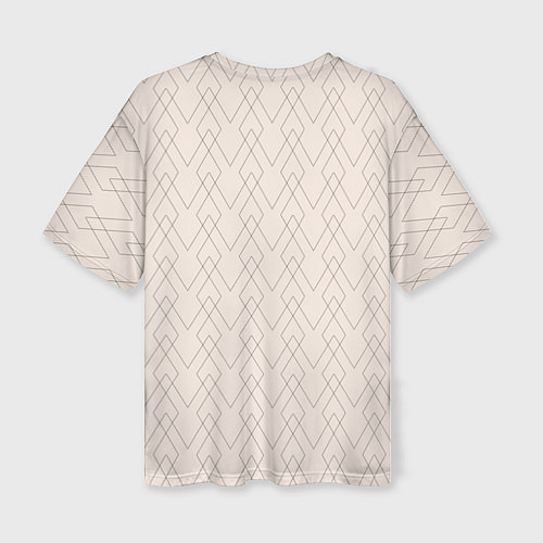 Женская футболка оверсайз Бежевый геометричные линии / 3D-принт – фото 2