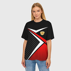 Футболка оверсайз женская Russia - black and red, цвет: 3D-принт — фото 2