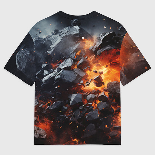 Женская футболка оверсайз Взрыв камней и плит / 3D-принт – фото 2