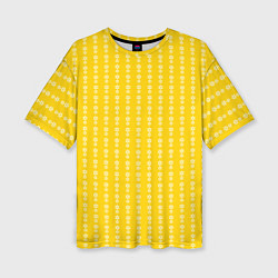 Женская футболка оверсайз Жёлтый полосы в цветочек