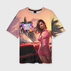 Женская футболка оверсайз GTA 6 girl vice city