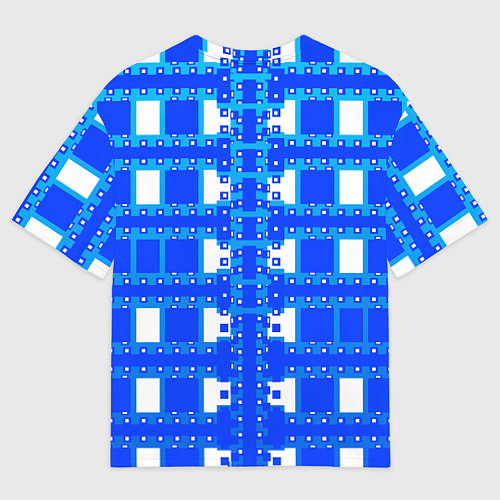 Женская футболка оверсайз Синие и белые квадраты / 3D-принт – фото 2
